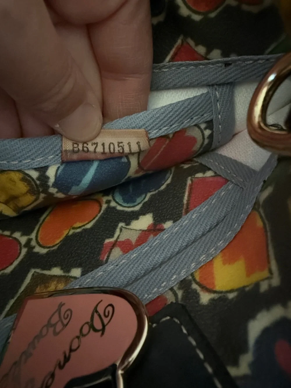 DOONEY AND BURKE colorful Hearts Print Tote Handbag Multicolor NO STRAP